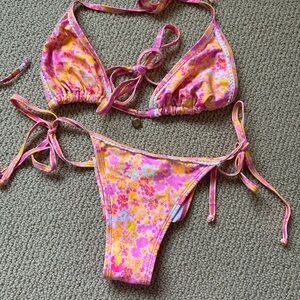 Floral Pink and Orange Bikini Set
